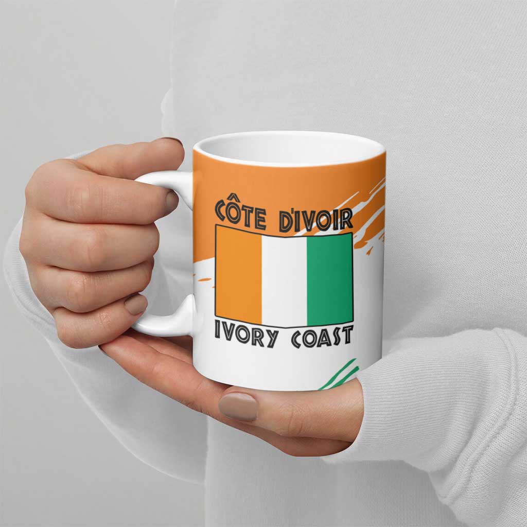 Ivory Coast Ceramic Mug with Tribal Elephant and Paint Splash Design - Wonder Print Shop