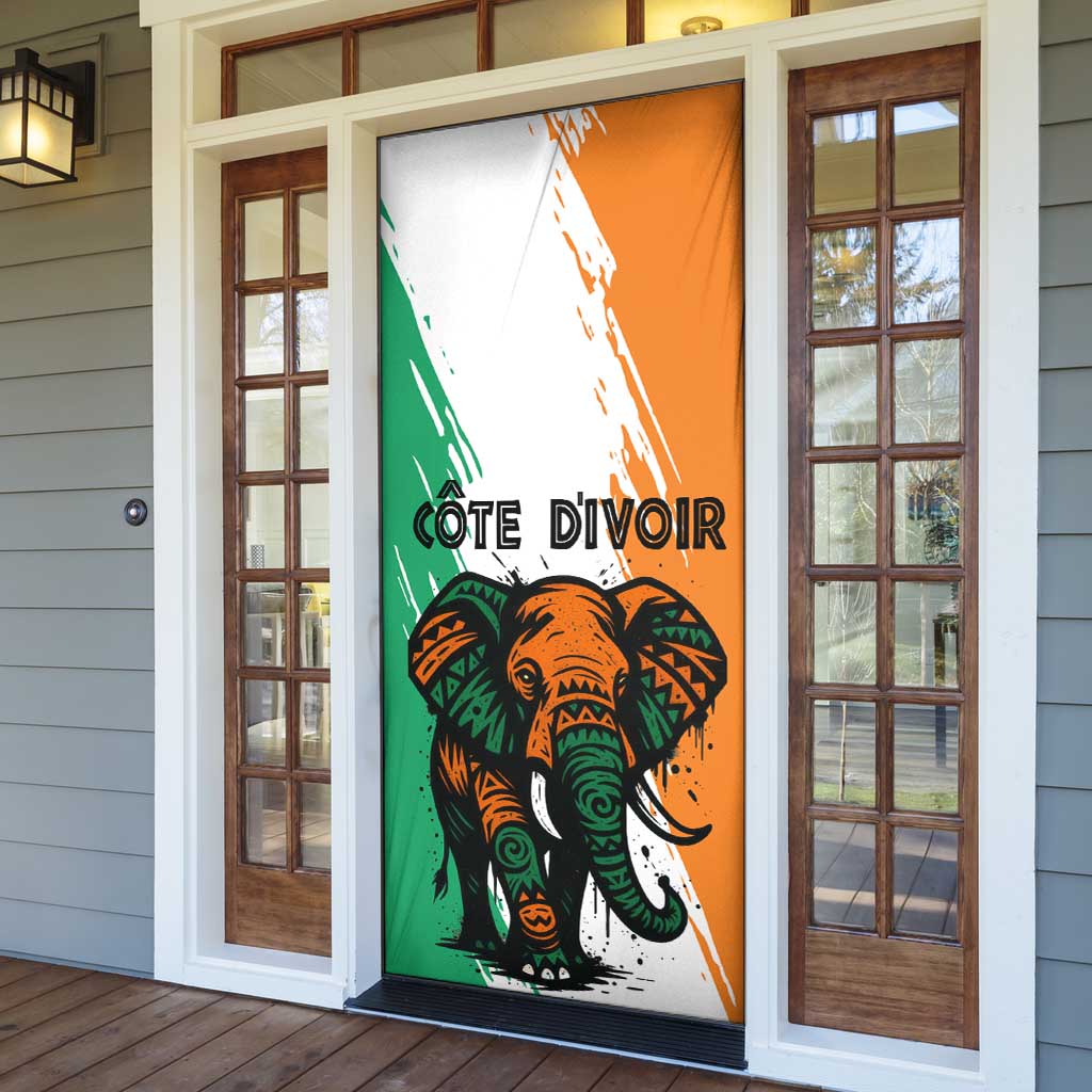 Ivory Coast Door Cover with Tribal Elephant and Paint Splash Design - Wonder Print Shop