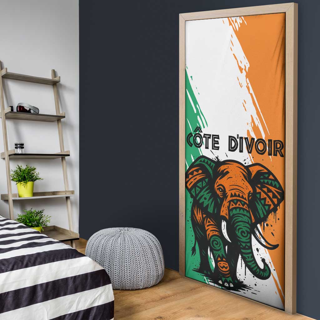 Ivory Coast Door Cover with Tribal Elephant and Paint Splash Design - Wonder Print Shop