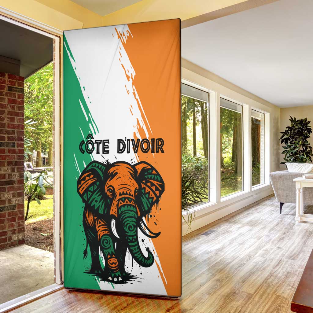 Ivory Coast Door Cover with Tribal Elephant and Paint Splash Design - Wonder Print Shop