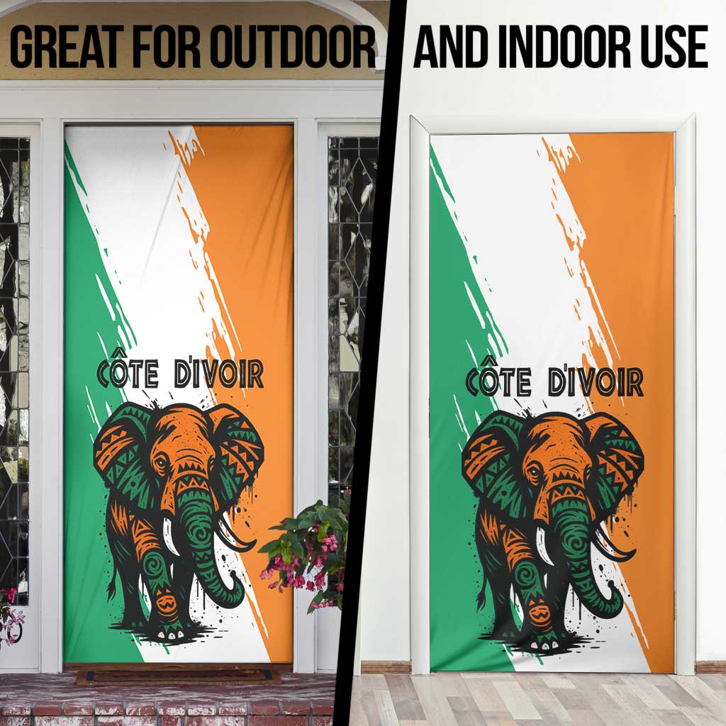 Ivory Coast Door Cover with Tribal Elephant and Paint Splash Design - Wonder Print Shop