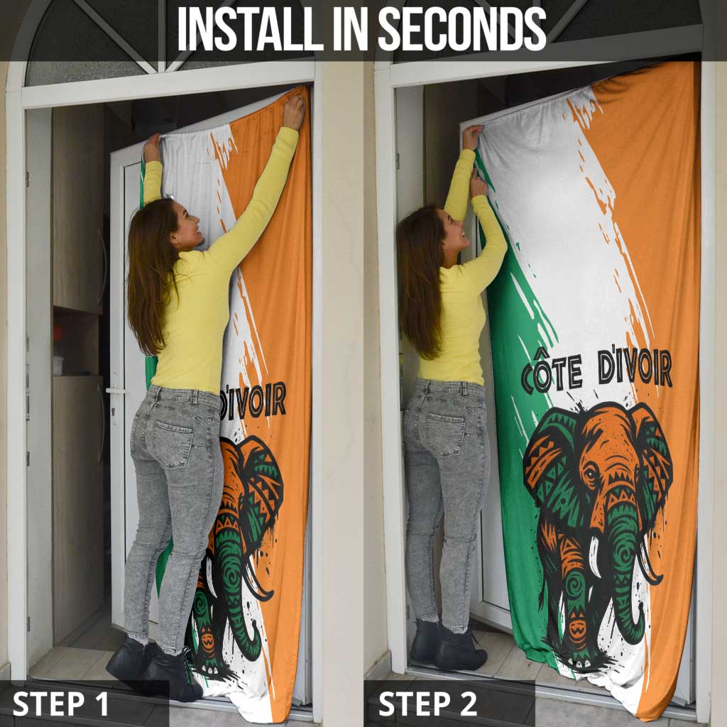 Ivory Coast Door Cover with Tribal Elephant and Paint Splash Design - Wonder Print Shop