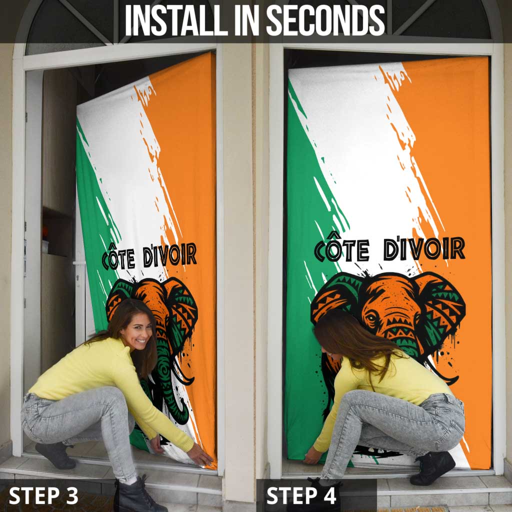 Ivory Coast Door Cover with Tribal Elephant and Paint Splash Design - Wonder Print Shop