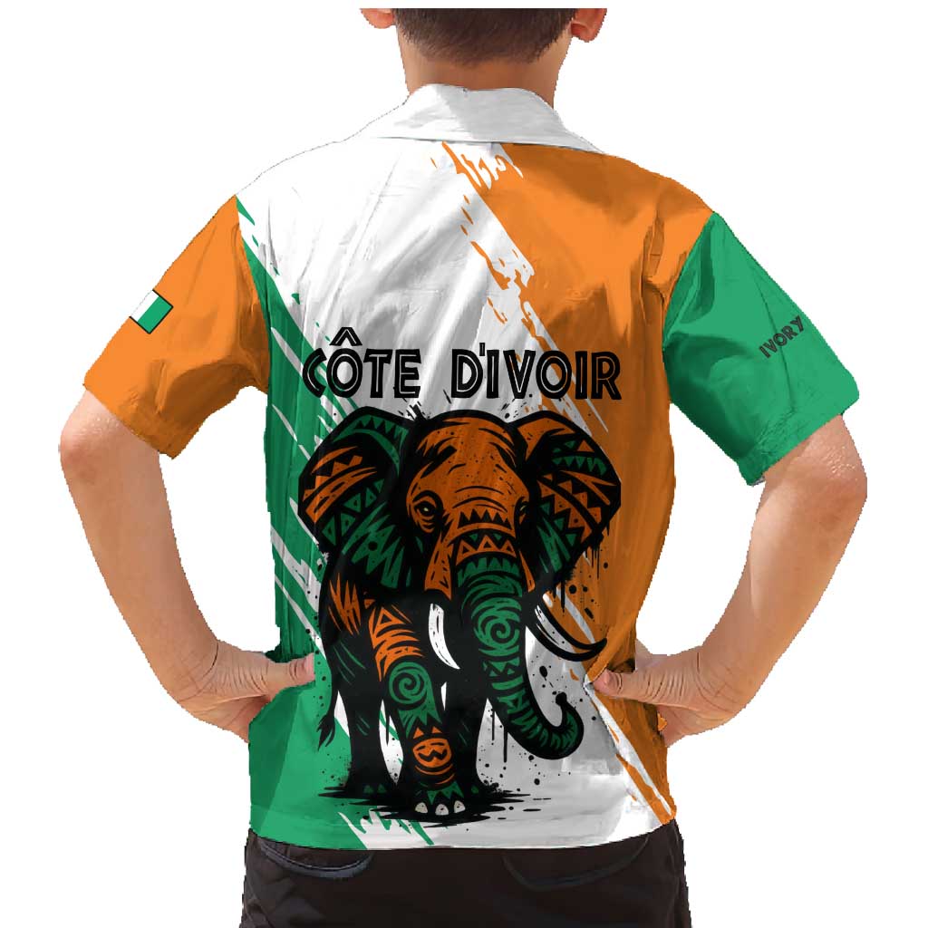 Ivory Coast Family Matching Mermaid Dress and Hawaiian Shirt with Tribal Elephant and Paint Splash Design - Wonder Print Shop