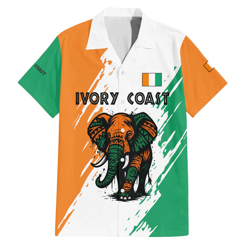 Ivory Coast Family Matching Mermaid Dress and Hawaiian Shirt with Tribal Elephant and Paint Splash Design - Wonder Print Shop