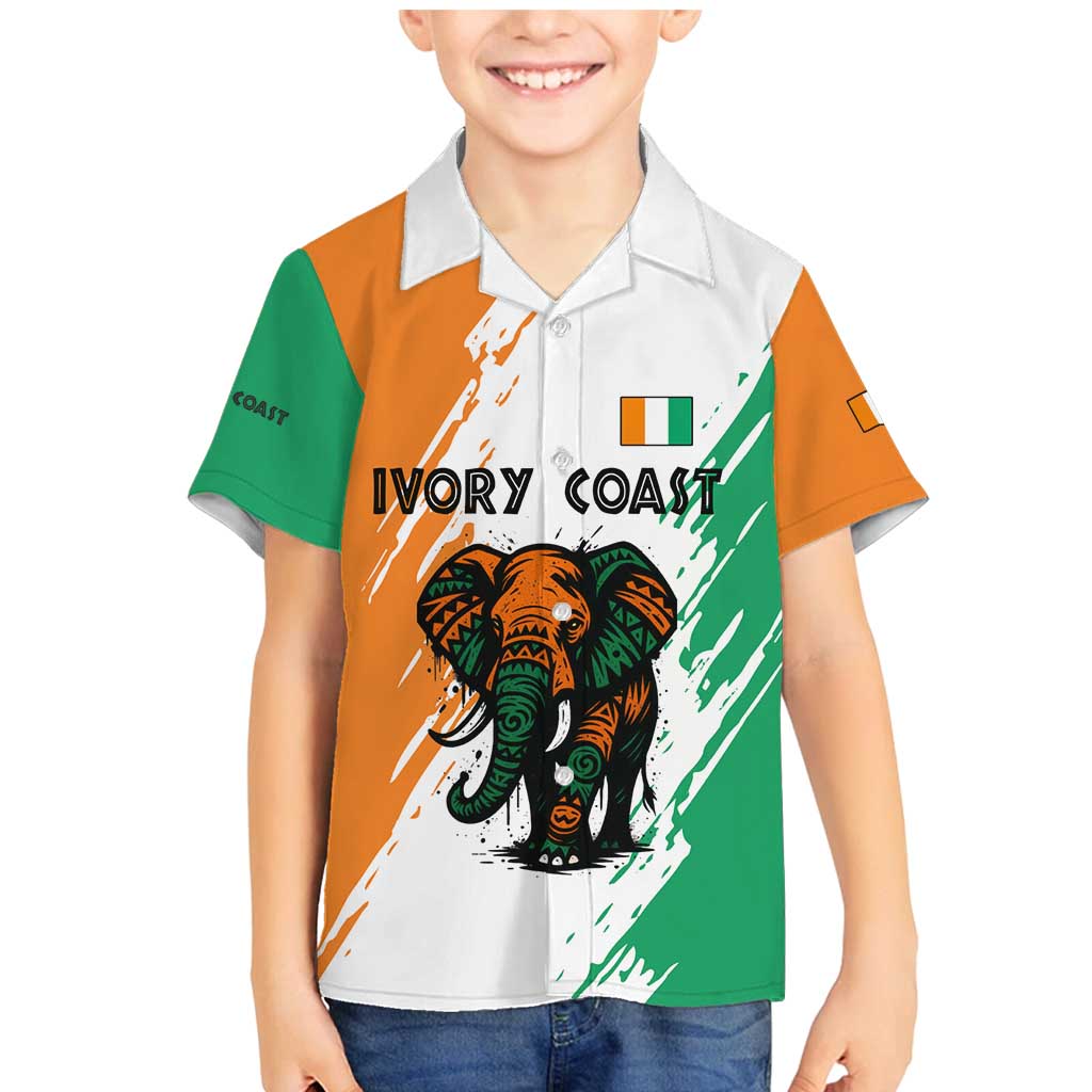 Ivory Coast Family Matching Mermaid Dress and Hawaiian Shirt with Tribal Elephant and Paint Splash Design - Wonder Print Shop