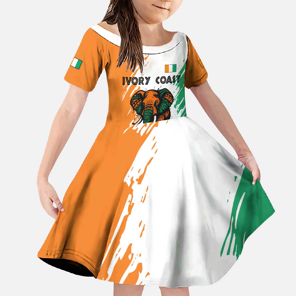 Ivory Coast Family Matching Off Shoulder Maxi Dress and Hawaiian Shirt with Tribal Elephant and Paint Splash Design - Wonder Print Shop