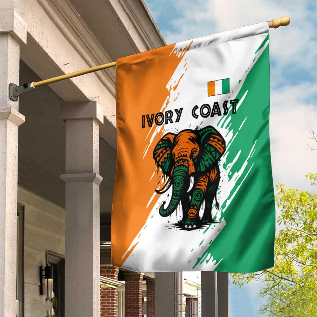 Ivory Coast Garden Flag with Tribal Elephant and Paint Splash Design - Wonder Print Shop