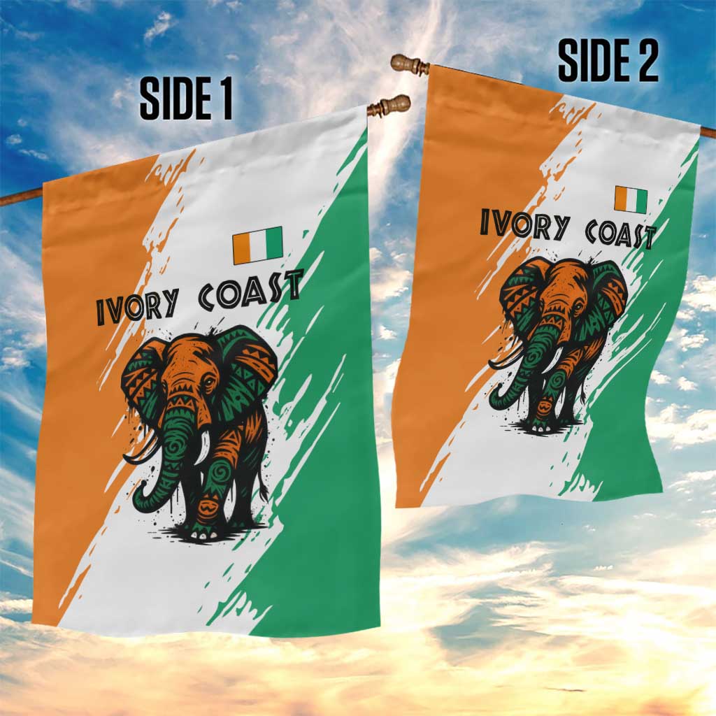 Ivory Coast Garden Flag with Tribal Elephant and Paint Splash Design - Wonder Print Shop