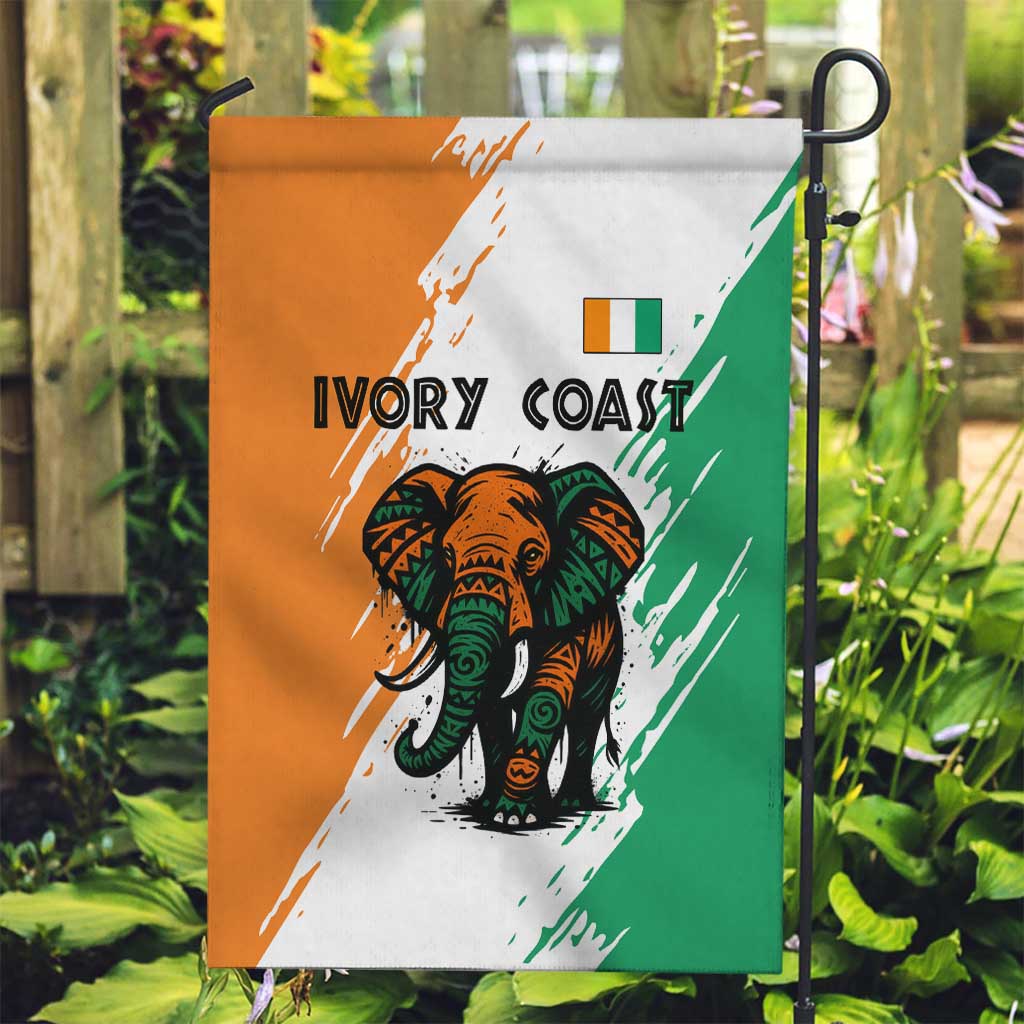 Ivory Coast Garden Flag with Tribal Elephant and Paint Splash Design - Wonder Print Shop
