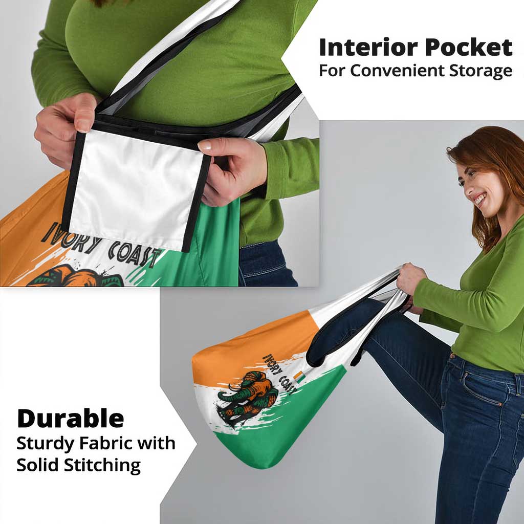 Ivory Coast Grocery Bag with Tribal Elephant and Paint Splash Design - Wonder Print Shop