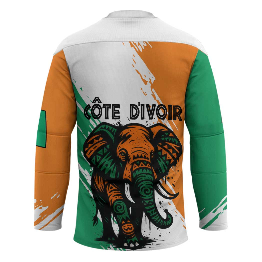 Ivory Coast Hockey Jersey with Tribal Elephant and Paint Splash Design - Wonder Print Shop