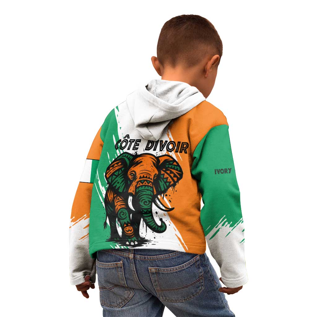 Ivory Coast Kid Hoodie with Tribal Elephant and Paint Splash Design - Wonder Print Shop