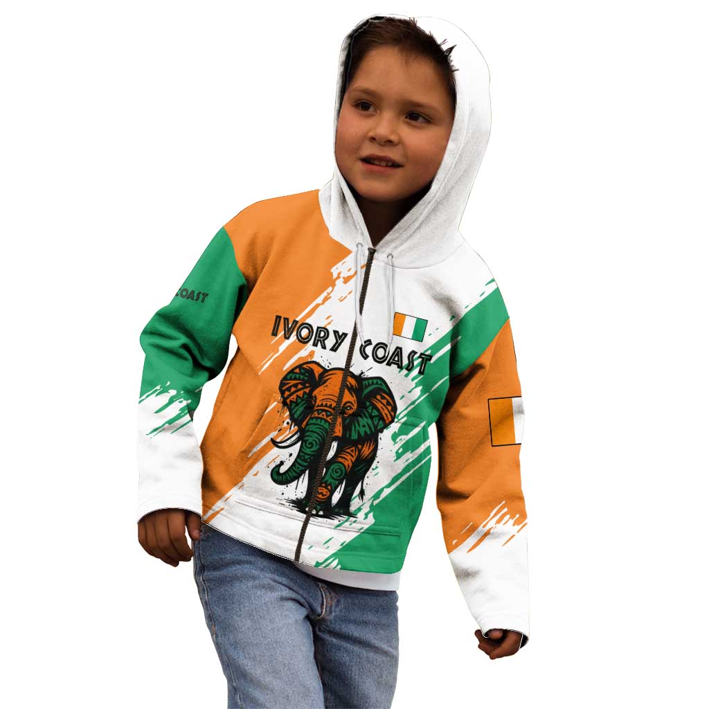 Ivory Coast Kid Hoodie with Tribal Elephant and Paint Splash Design - Wonder Print Shop