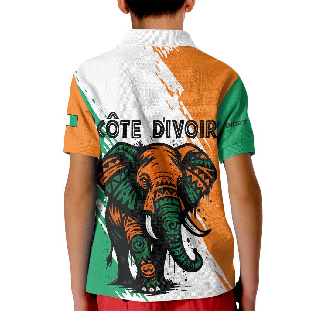 Ivory Coast Kid Polo Shirt with Tribal Elephant and Paint Splash Design - Wonder Print Shop