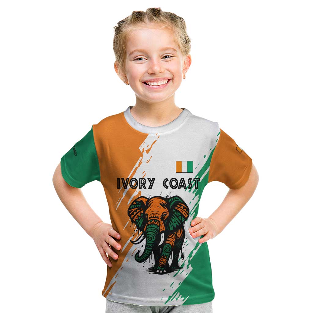 Ivory Coast Kid T Shirt with Tribal Elephant and Paint Splash Design - Wonder Print Shop