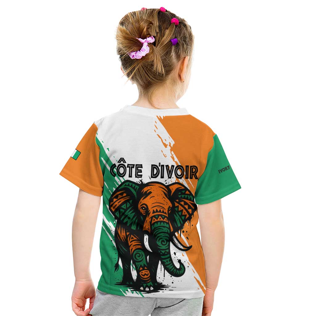 Ivory Coast Kid T Shirt with Tribal Elephant and Paint Splash Design - Wonder Print Shop