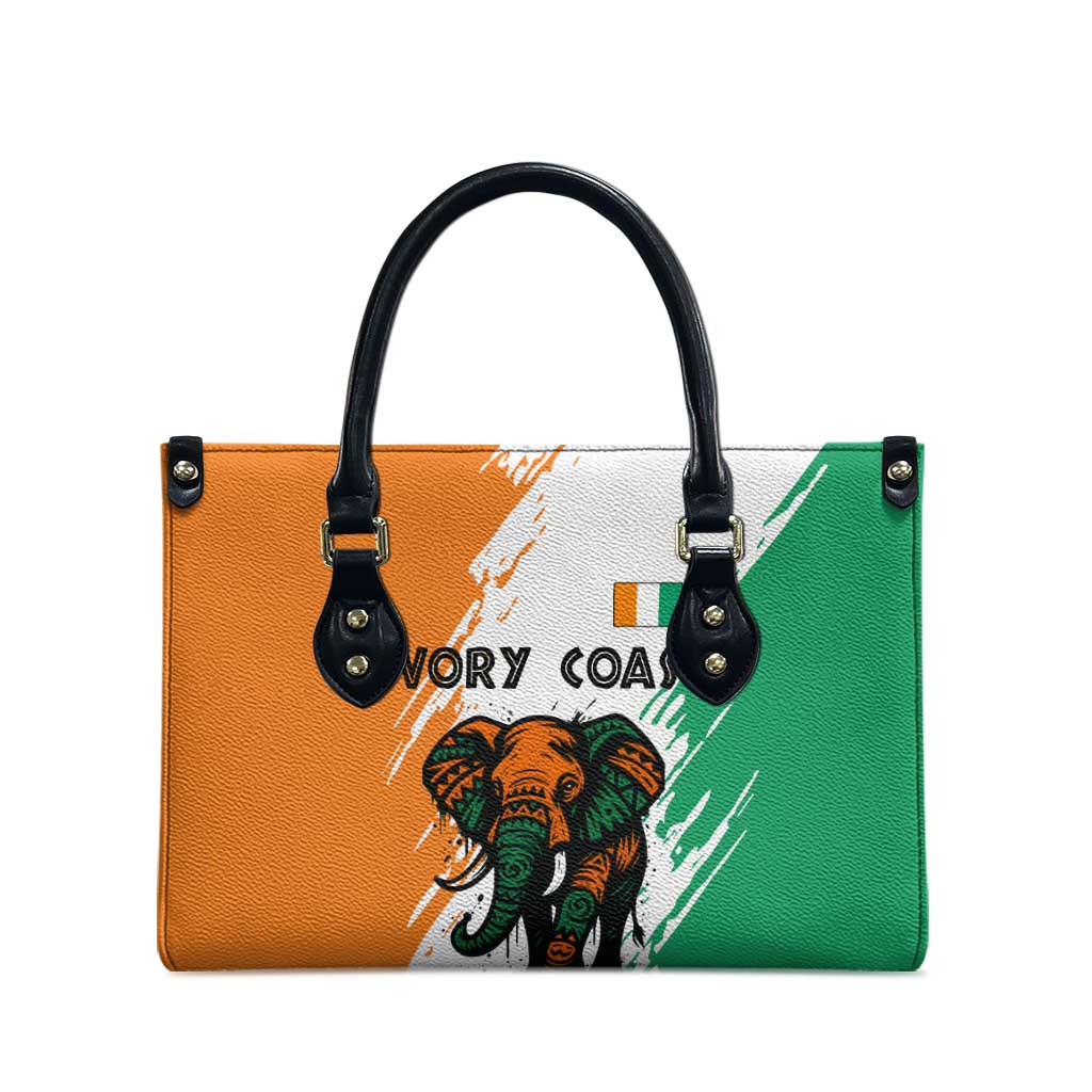Ivory Coast Leather Bag with Tribal Elephant and Paint Splash Design - Wonder Print Shop