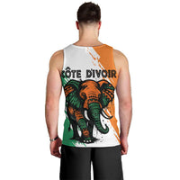 Ivory Coast Men Tank Top with Tribal Elephant and Paint Splash Design - Wonder Print Shop