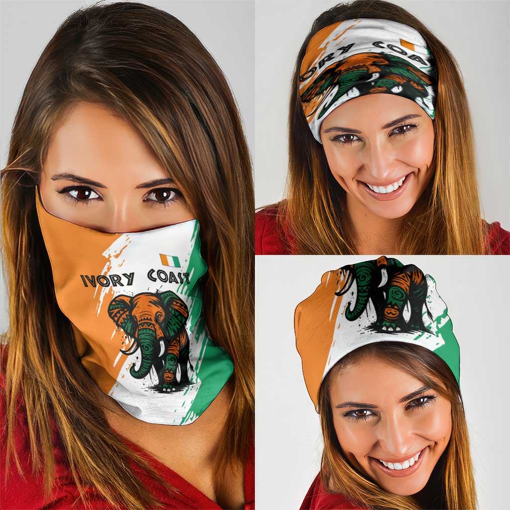 Ivory Coast Neck Gaiter with Tribal Elephant and Paint Splash Design TS04