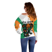 Ivory Coast Off Shoulder Sweater with Tribal Elephant and Paint Splash Design - Wonder Print Shop