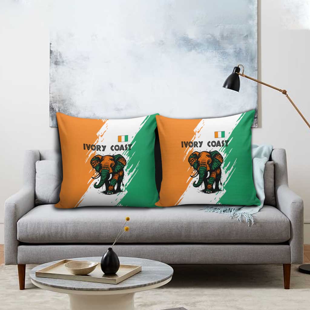 Ivory Coast Pillow Cover with Tribal Elephant and Paint Splash Design - Wonder Print Shop