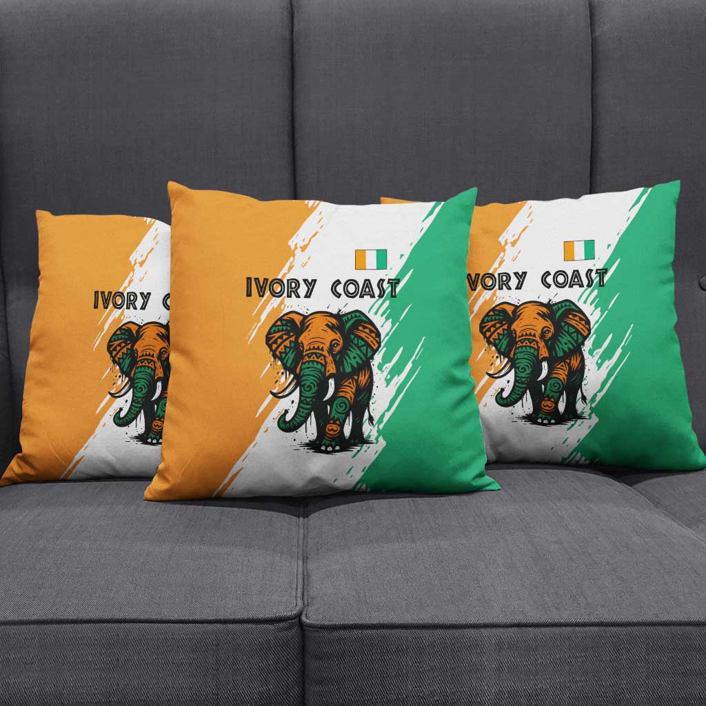 Ivory Coast Pillow Cover with Tribal Elephant and Paint Splash Design - Wonder Print Shop