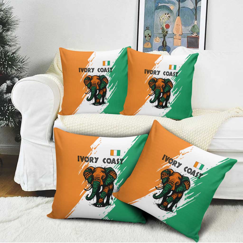 Ivory Coast Pillow Cover with Tribal Elephant and Paint Splash Design - Wonder Print Shop