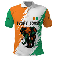 Ivory Coast Polo Shirt with Tribal Elephant and Paint Splash Design - Wonder Print Shop