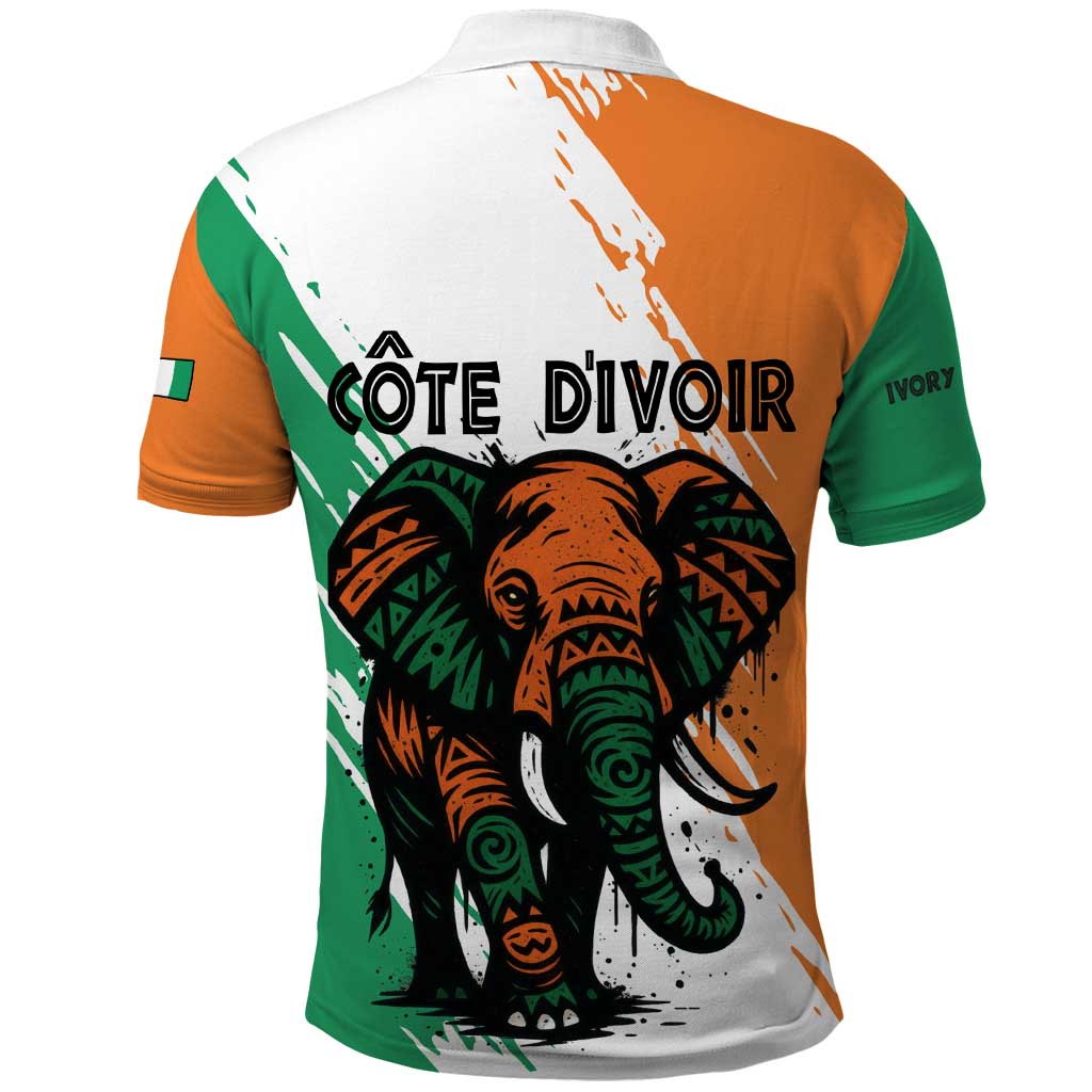 Ivory Coast Polo Shirt with Tribal Elephant and Paint Splash Design - Wonder Print Shop