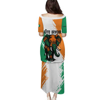 Ivory Coast Puletasi with Tribal Elephant and Paint Splash Design - Wonder Print Shop