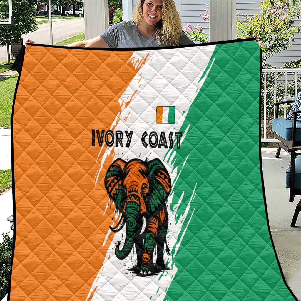 Ivory Coast Quilt with Tribal Elephant and Paint Splash Design - Wonder Print Shop