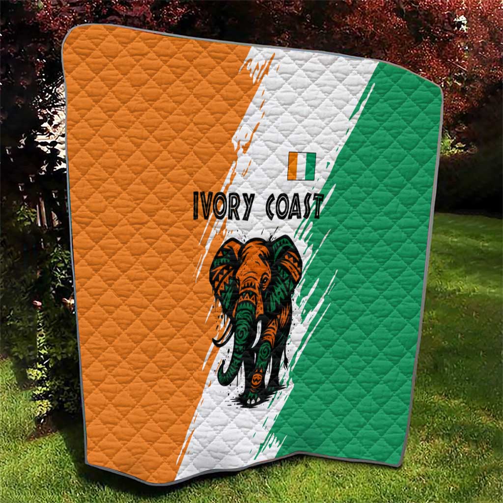 Ivory Coast Quilt with Tribal Elephant and Paint Splash Design - Wonder Print Shop