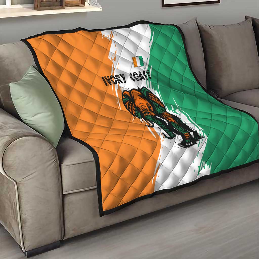 Ivory Coast Quilt with Tribal Elephant and Paint Splash Design - Wonder Print Shop