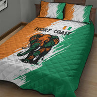 Ivory Coast Quilt Bed Set with Tribal Elephant and Paint Splash Design - Wonder Print Shop