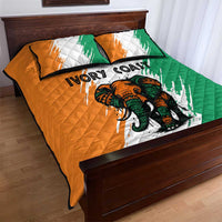 Ivory Coast Quilt Bed Set with Tribal Elephant and Paint Splash Design - Wonder Print Shop