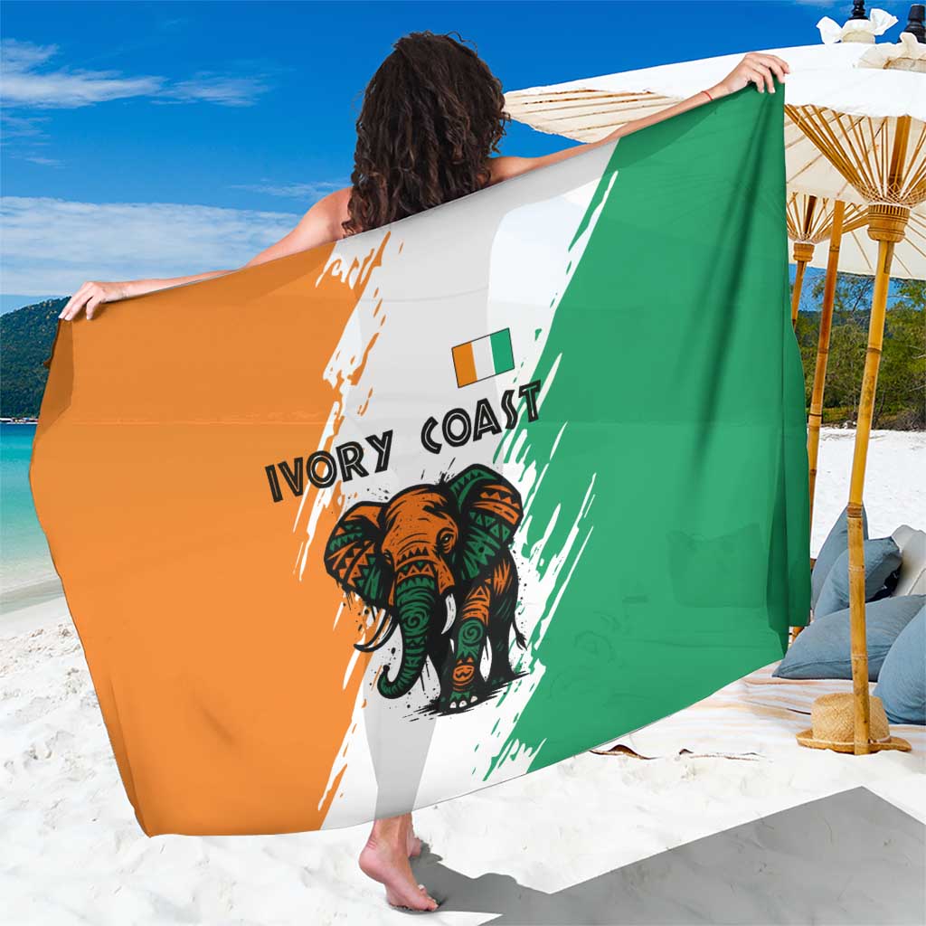 Ivory Coast Sarong with Tribal Elephant and Paint Splash Design - Wonder Print Shop