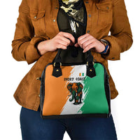 Ivory Coast Shoulder Handbag with Tribal Elephant and Paint Splash Design - Wonder Print Shop