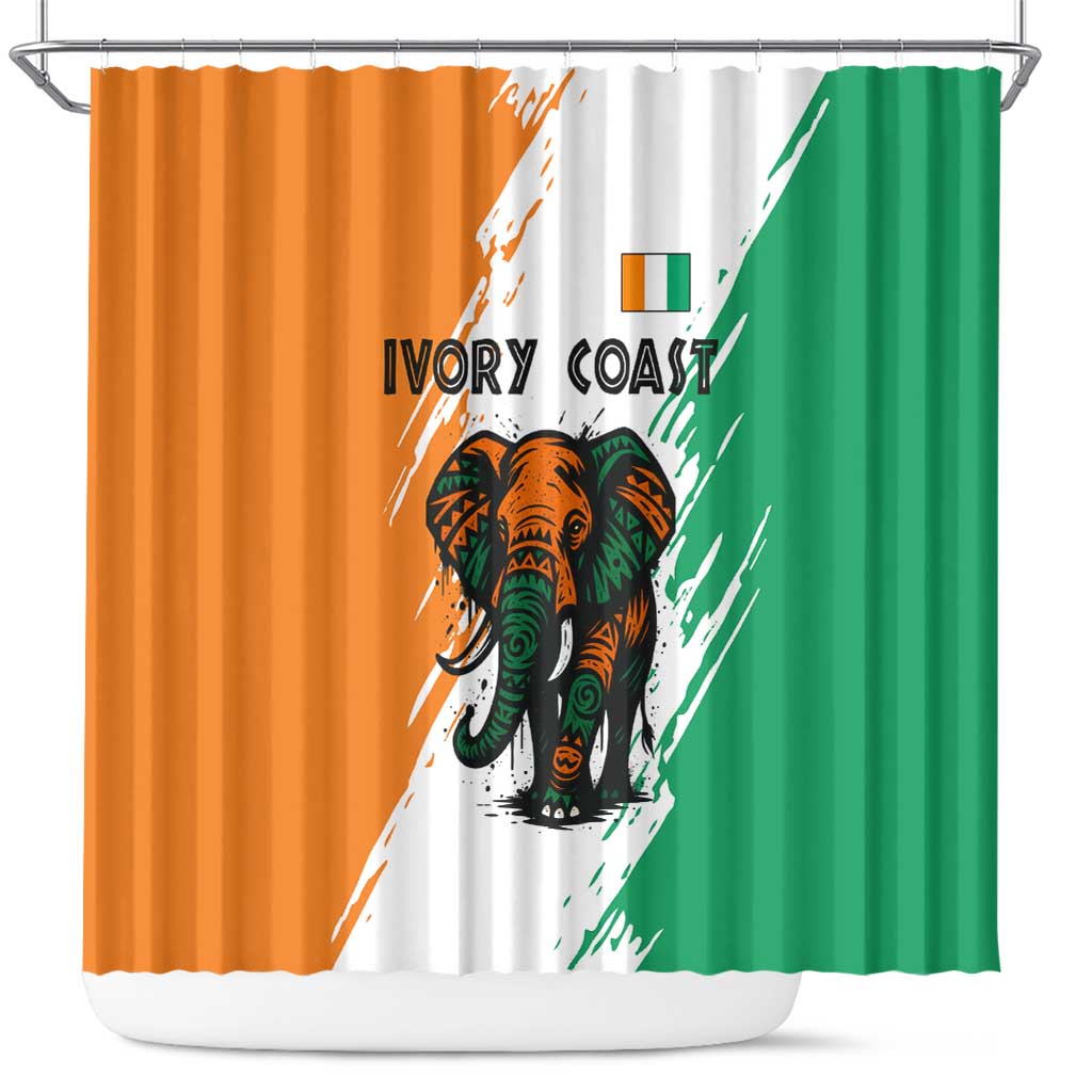 Ivory Coast Shower Curtain with Tribal Elephant and Paint Splash Design - Wonder Print Shop