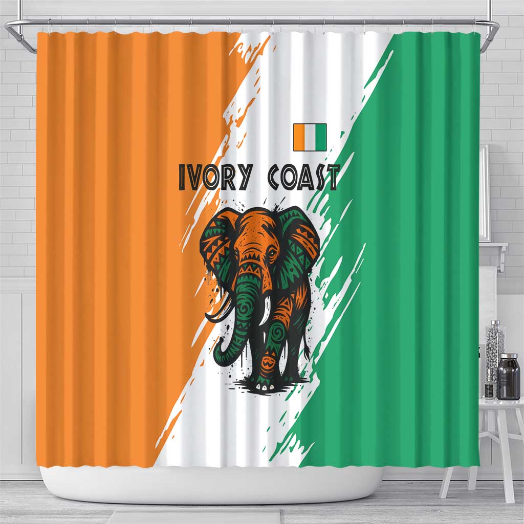 Ivory Coast Shower Curtain with Tribal Elephant and Paint Splash Design - Wonder Print Shop