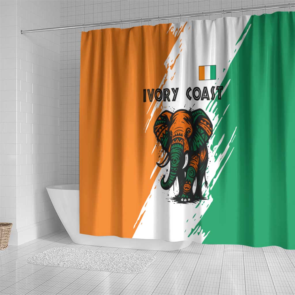Ivory Coast Shower Curtain with Tribal Elephant and Paint Splash Design - Wonder Print Shop