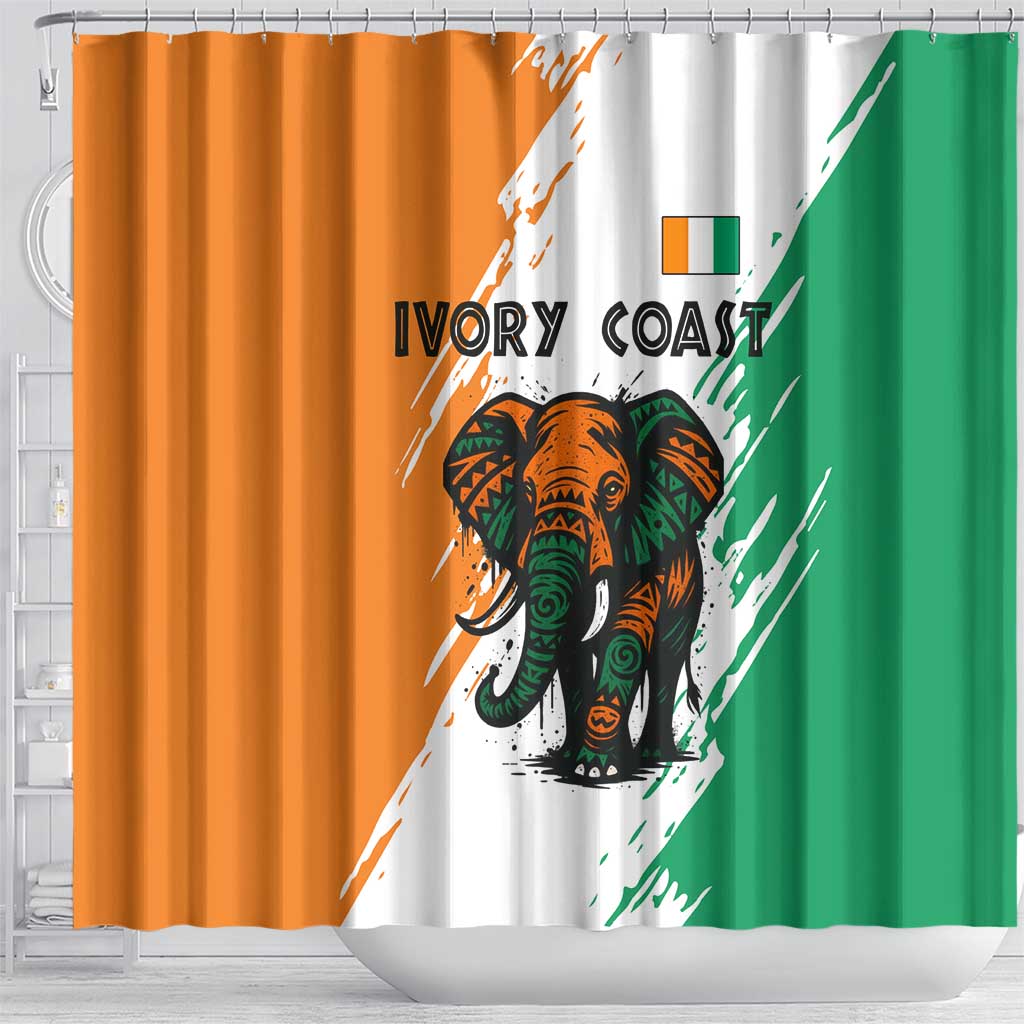 Ivory Coast Shower Curtain with Tribal Elephant and Paint Splash Design - Wonder Print Shop