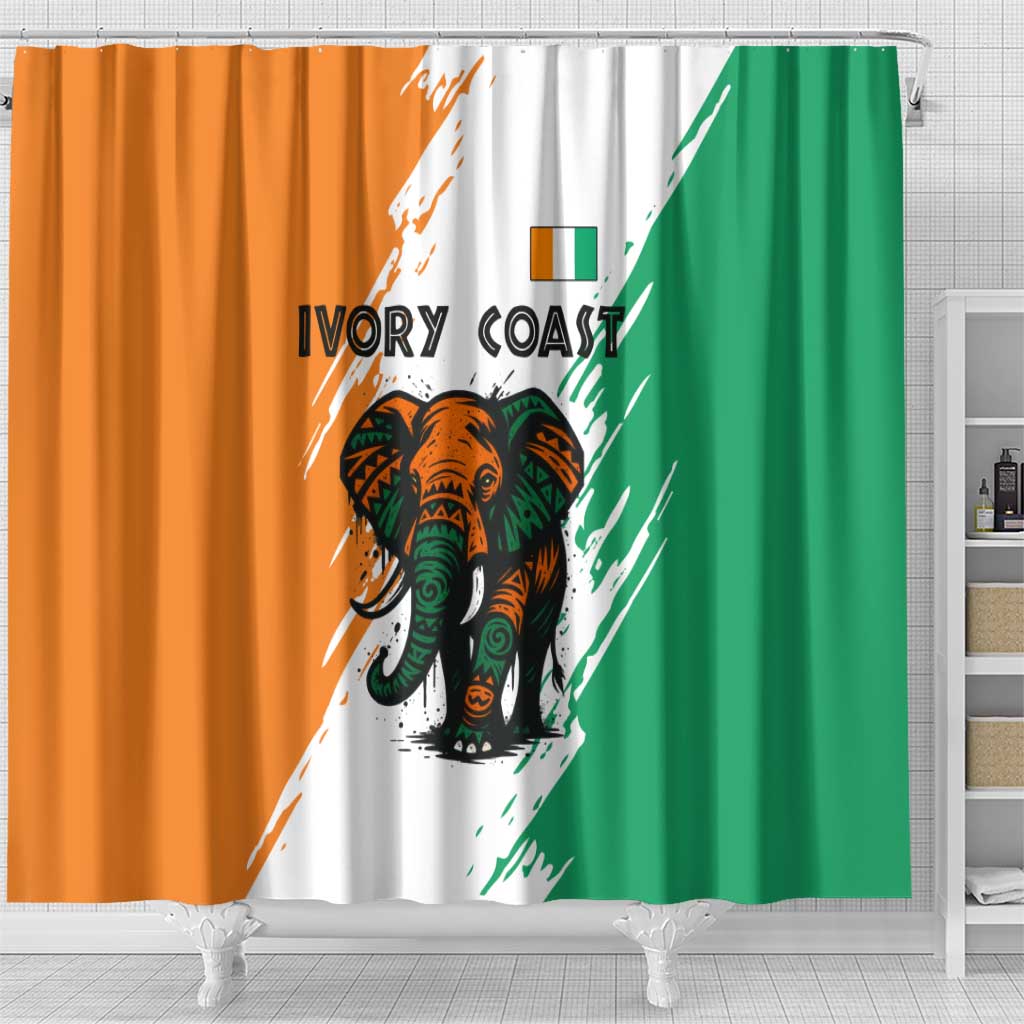 Ivory Coast Shower Curtain with Tribal Elephant and Paint Splash Design - Wonder Print Shop