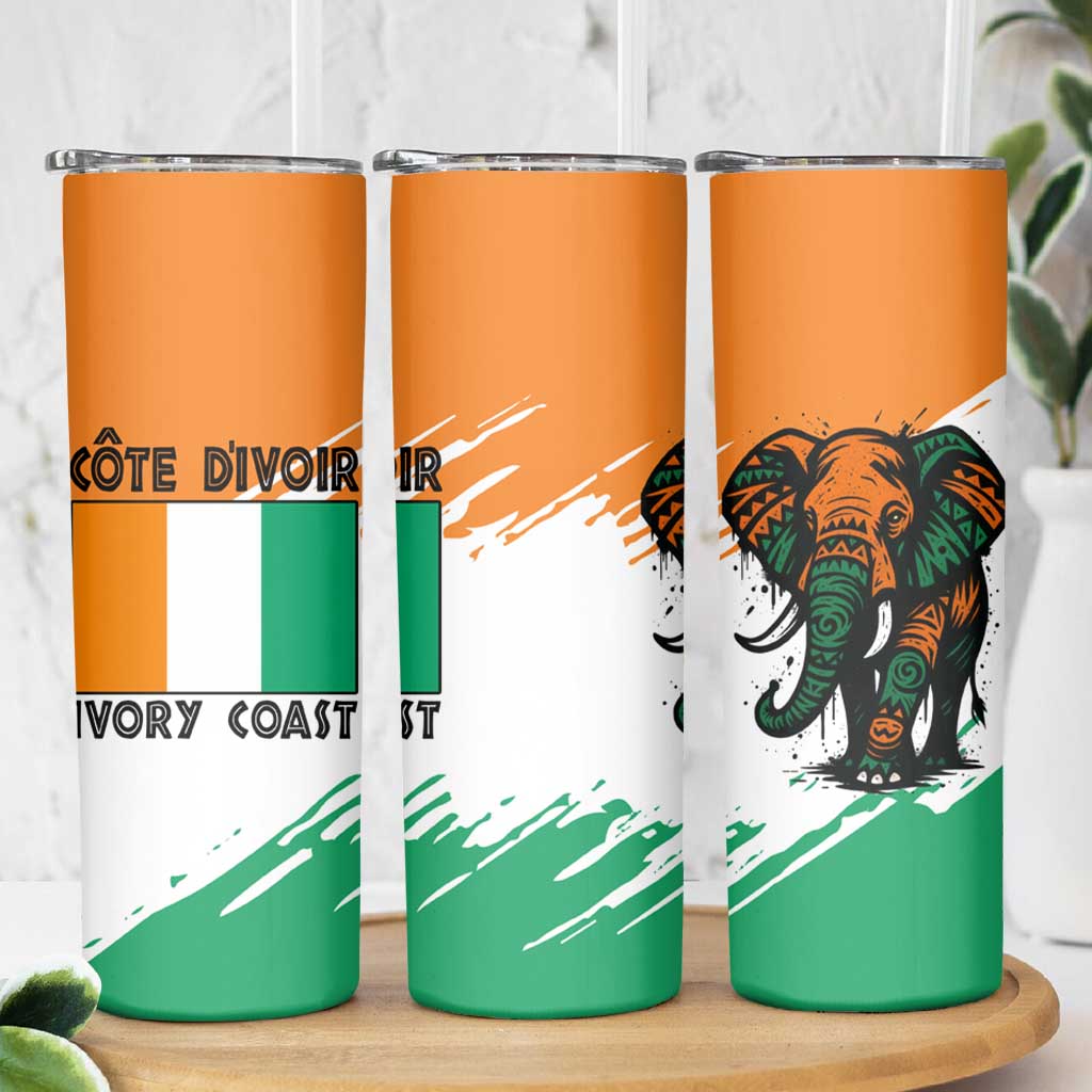 Ivory Coast Skinny Tumbler with Tribal Elephant and Paint Splash Design - Wonder Print Shop