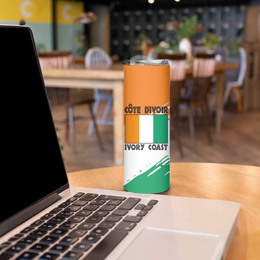 Ivory Coast Skinny Tumbler with Tribal Elephant and Paint Splash Design - Wonder Print Shop