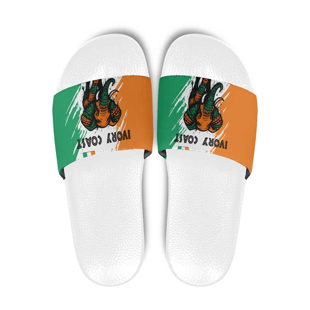 Ivory Coast Slide Sandals with Tribal Elephant and Paint Splash Design - Wonder Print Shop