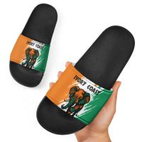 Ivory Coast Slide Sandals with Tribal Elephant and Paint Splash Design - Wonder Print Shop