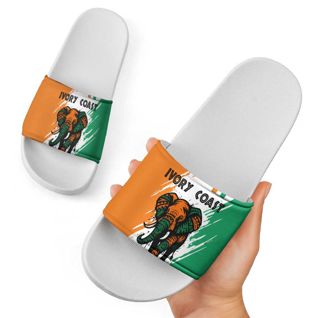 Ivory Coast Slide Sandals with Tribal Elephant and Paint Splash Design - Wonder Print Shop