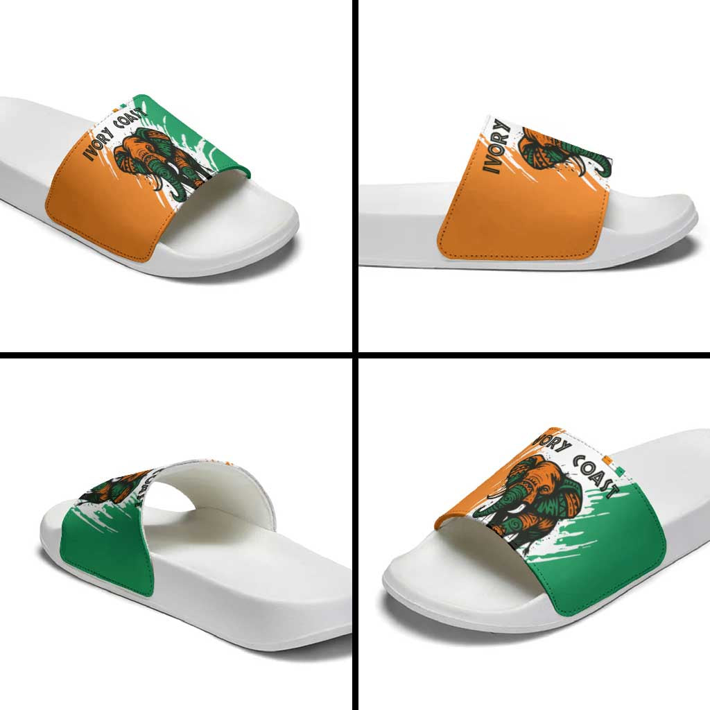 Ivory Coast Slide Sandals with Tribal Elephant and Paint Splash Design - Wonder Print Shop