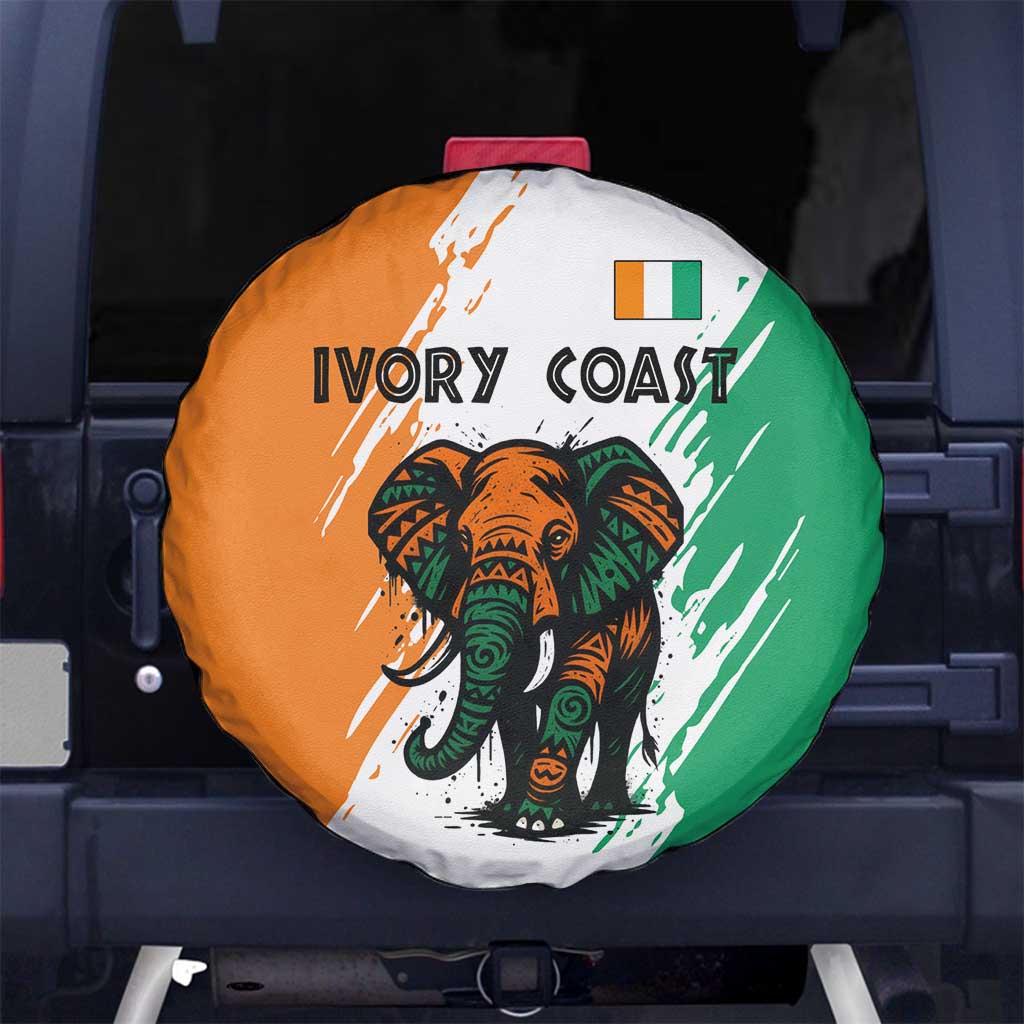 Ivory Coast Spare Tire Cover with Tribal Elephant and Paint Splash Design - Wonder Print Shop